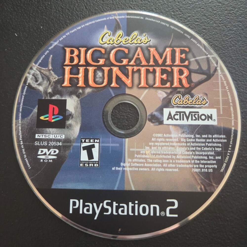 Sony PlayStation Activision Cabela's Big Game Hunter loose disk good condition.